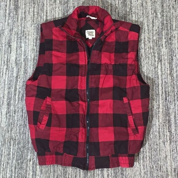 Ozark Trail Mens Size Small Full Zip Front Vest Red Black Buffalo Plaid Pockets - Picture 1 of 7